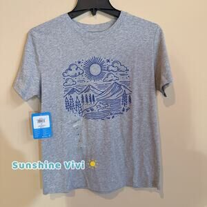NWT Columbia T-Shirt Tee Womens Small Camping Lake GREY Cotton